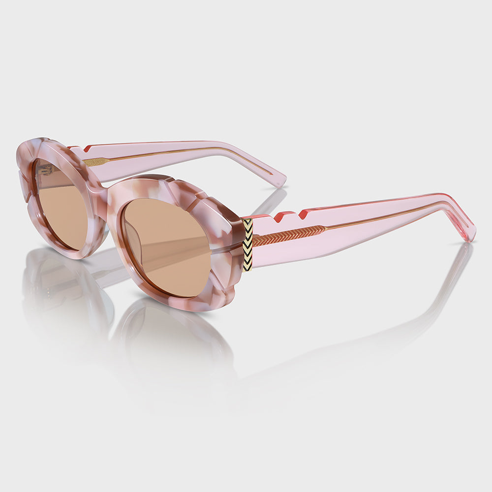 Women's Round Acetate Sunglasses with UV400 Protection – Pink