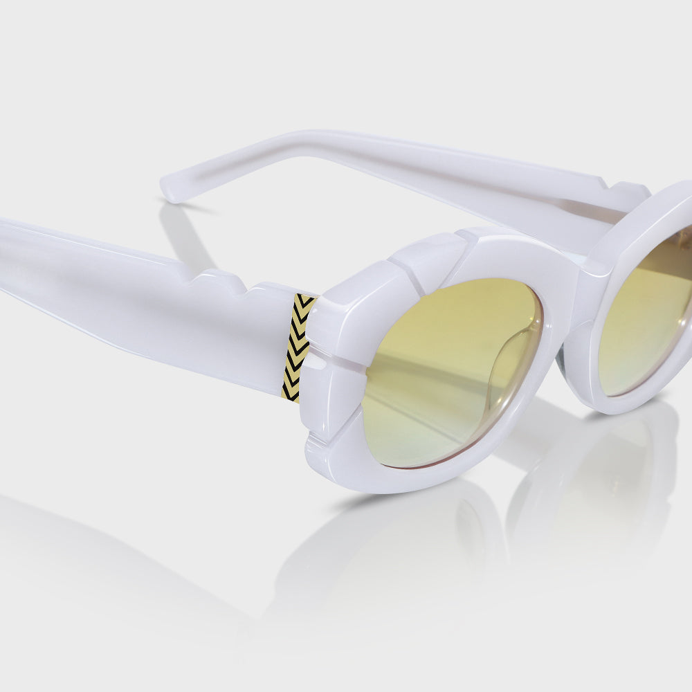 White Oval Fashion Sunglasses with UV400 Lenses for Women
