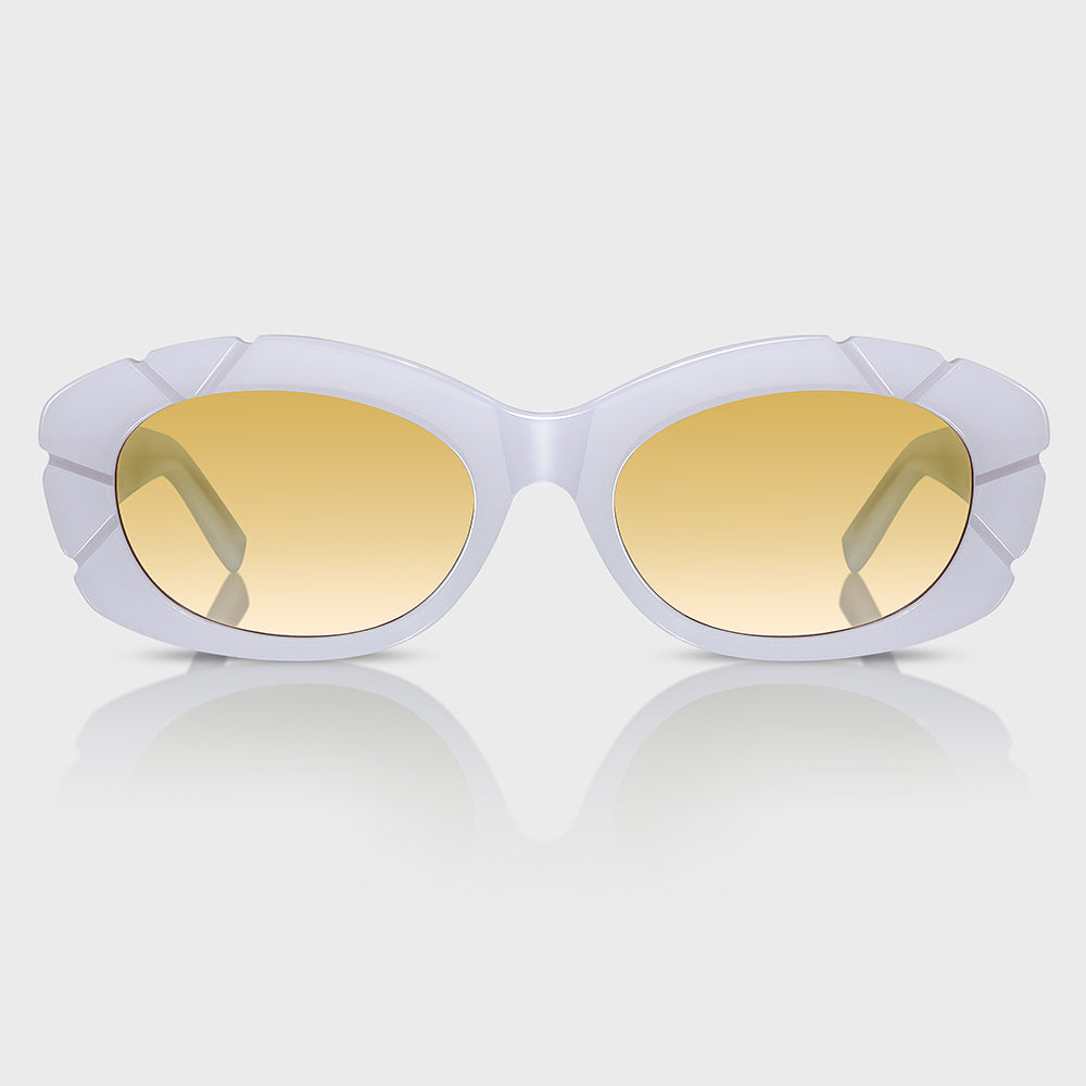 White Oval Fashion Sunglasses with UV400 Lenses for Women