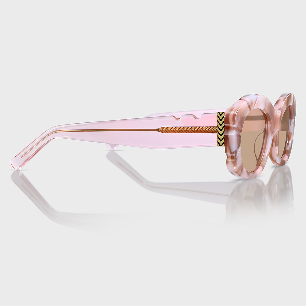 Women's Round Acetate Sunglasses with UV400 Protection – Pink