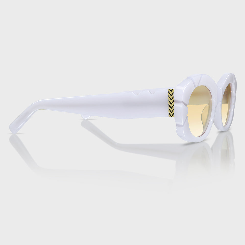 White Oval Fashion Sunglasses with UV400 Lenses for Women