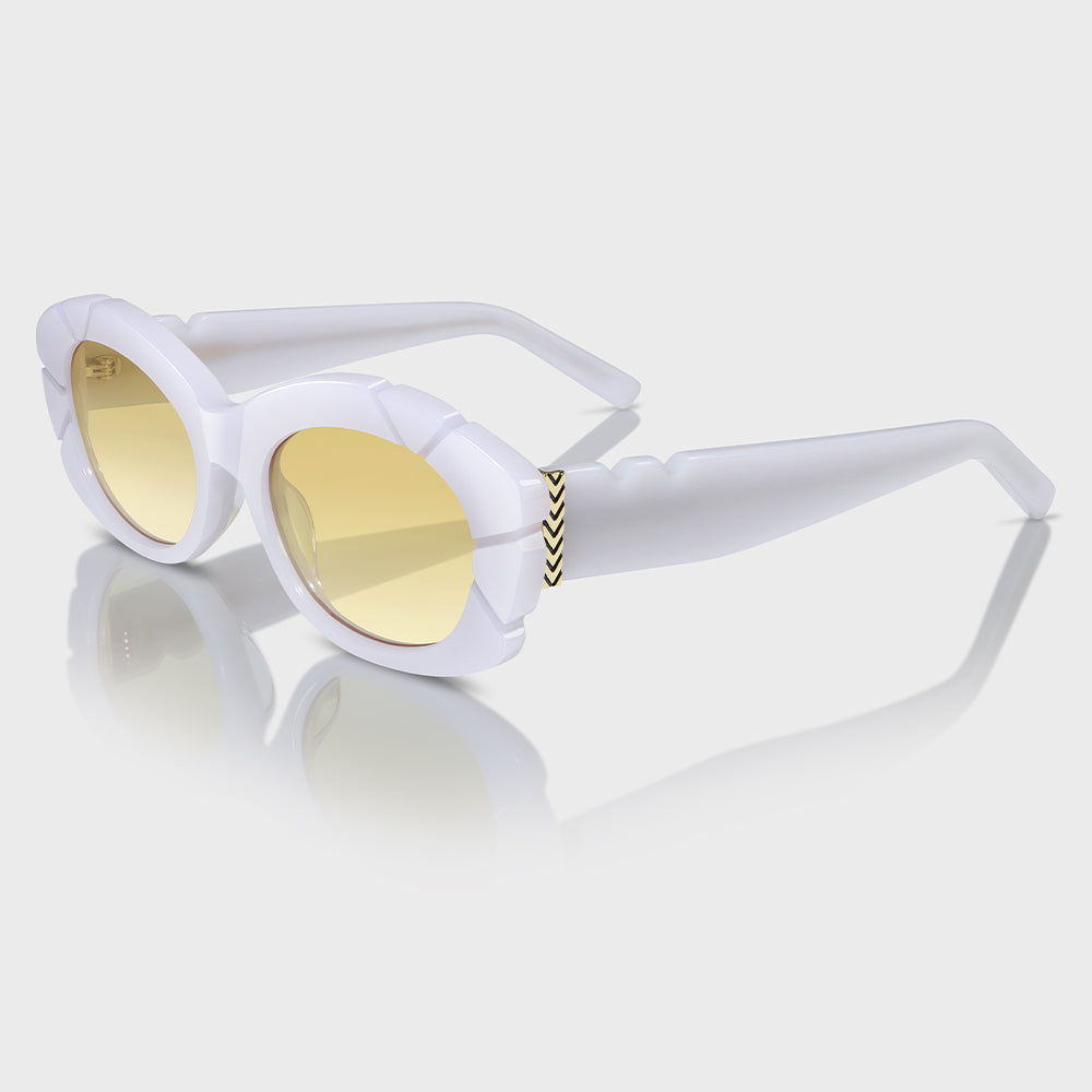 White Oval Fashion Sunglasses with UV400 Lenses for Women