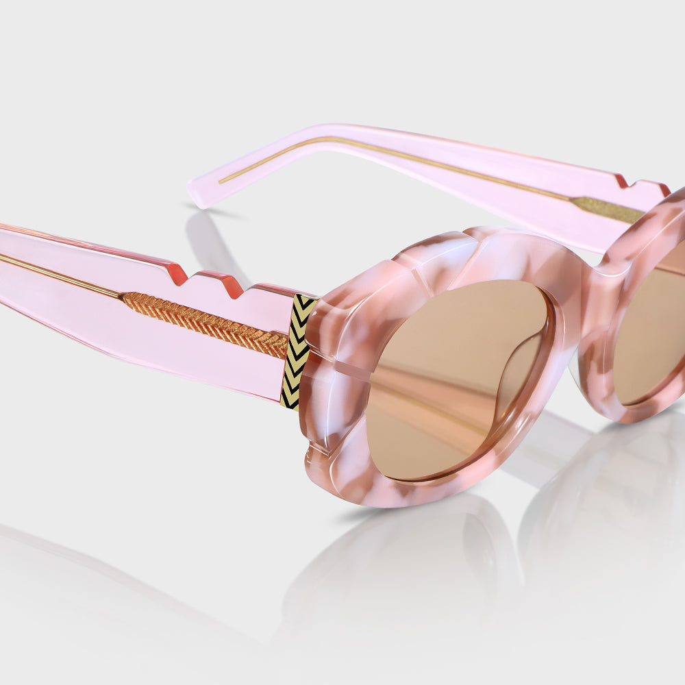 Women's Round Acetate Sunglasses with UV400 Protection – Pink