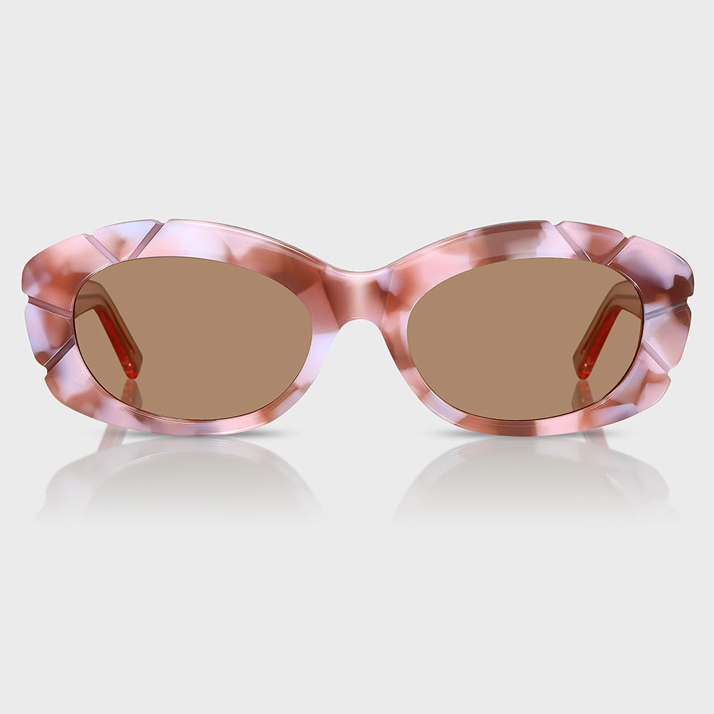 Women's Round Acetate Sunglasses with UV400 Protection – Pink