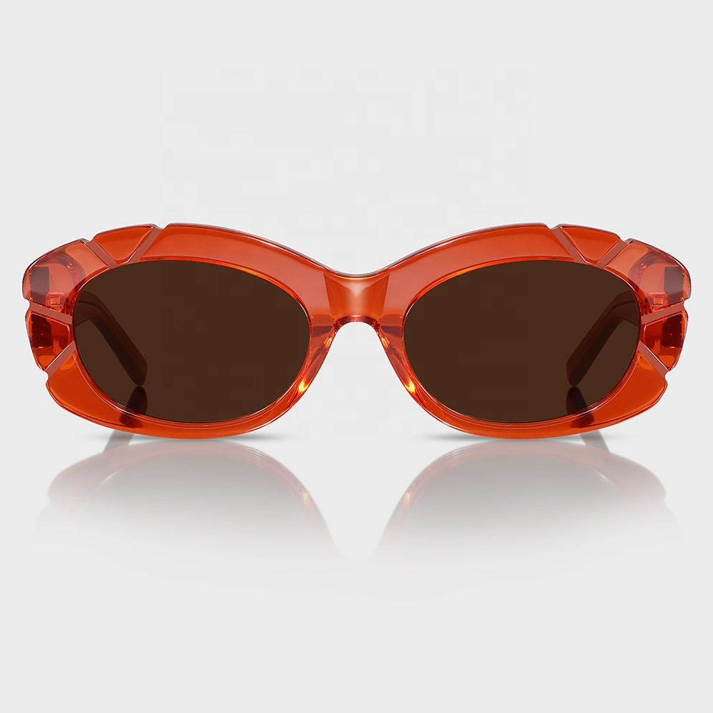 Red Oval Fashion Sunglasses with UV400 Protection for Women