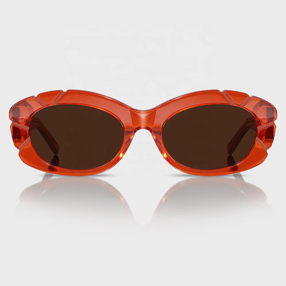 Red Oval Fashion Sunglasses with UV400 Protection for Women