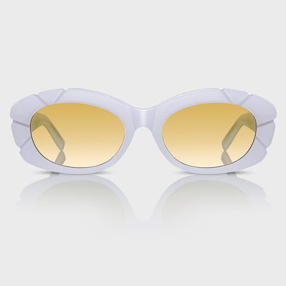 White Oval Fashion Sunglasses with UV400 Lenses for Women