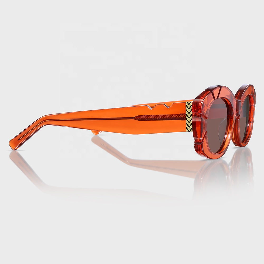 Red Oval Fashion Sunglasses with UV400 Protection for Women