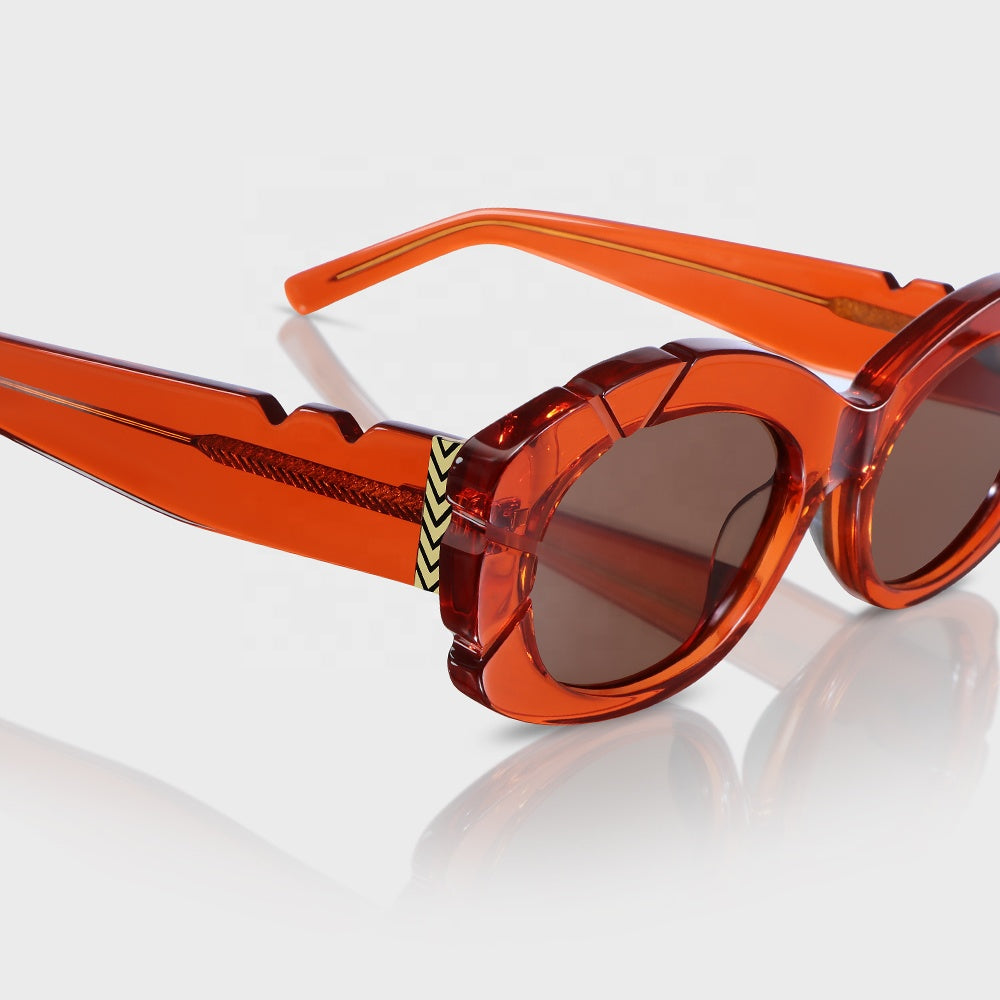 Red Oval Fashion Sunglasses with UV400 Protection for Women