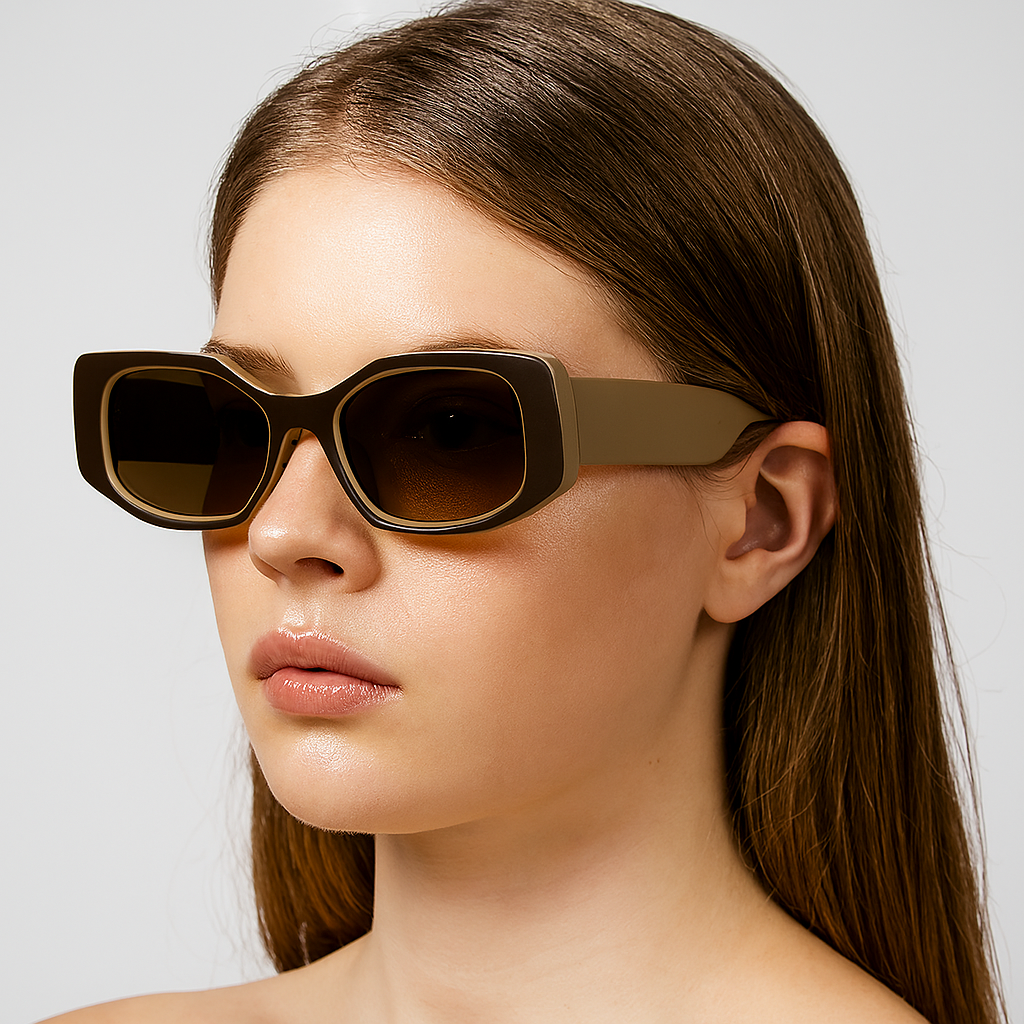 Unisex Rectangle Acetate Sunglasses with UV400 Protection