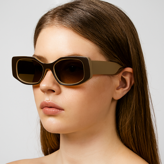 Unisex Rectangle Acetate Sunglasses with UV400 Protection